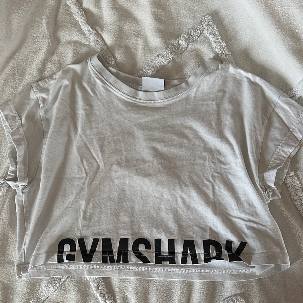 Gymshark White Crop Top with Black Logo